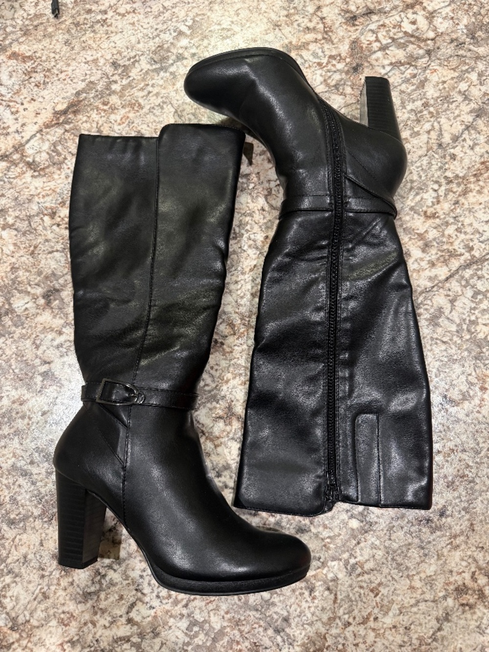 ANDREW GELLER women KORA knee high boots shoe size 7.5 black faux leather